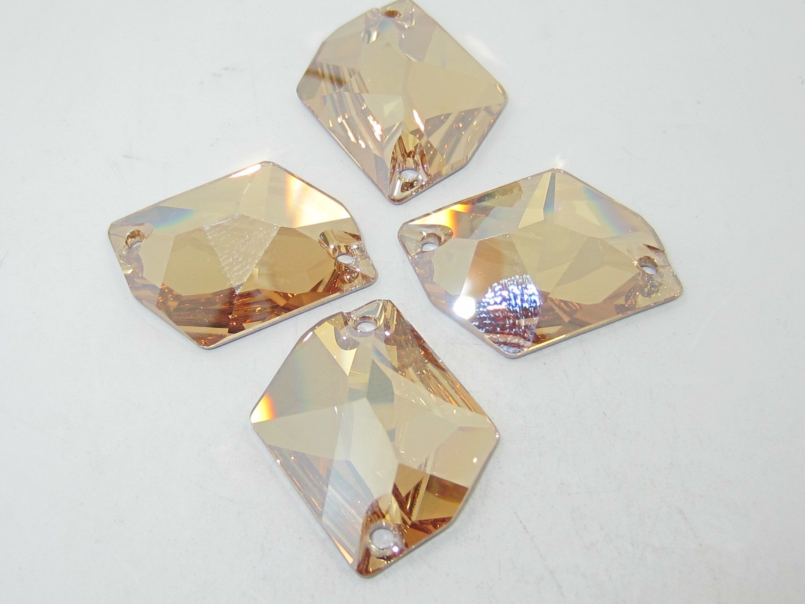 4pcs. COSMIC 26X21mm GOLDEN SHADOW SEW ON FLATBACK European Rhinestones